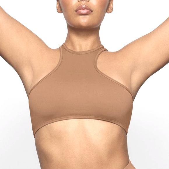 SKIMS 2 Pieces Swimming High Neck Racer Back Top & Mini Micro Swim Skirt - Picture 12 of 16